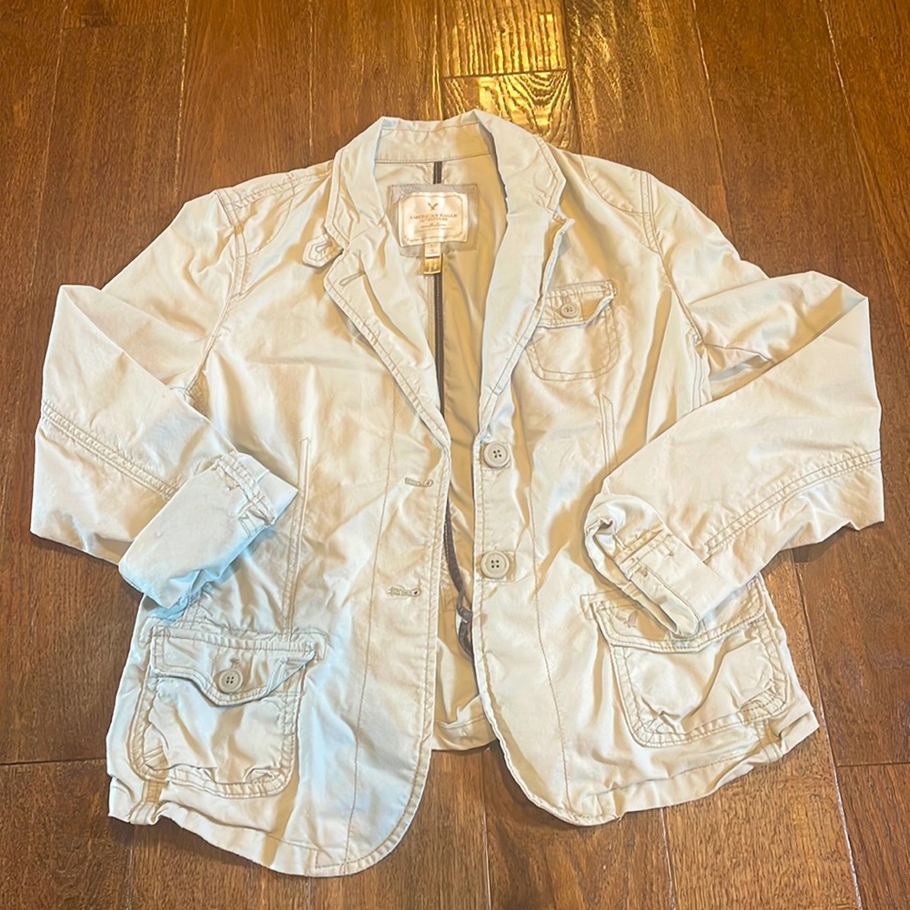 American Eagle Crop jacket; khaki; large